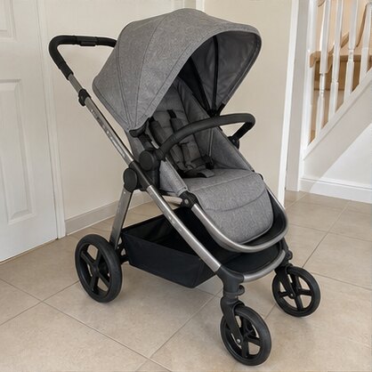 Grey travel-system stroller