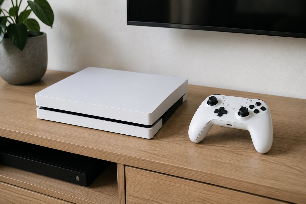 Games console with controller